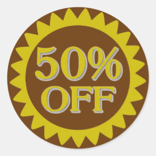 Vente 50% de stickers jaune cercle brun