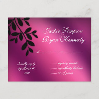VENTE ! Carte de réponse RSVP Feuilles rose violet
