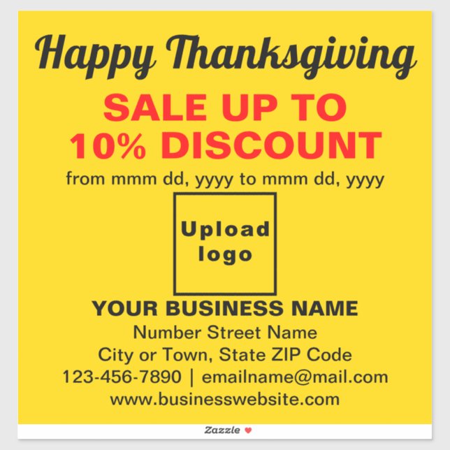 Vente d'action de grâces sur Sticker de Vinyl Jaun (Feuille)