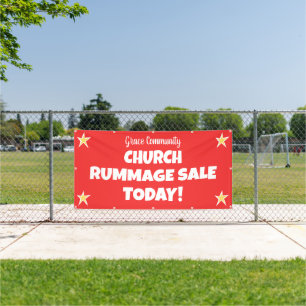 Vente de charité de l'église ! Bannière rouge pers