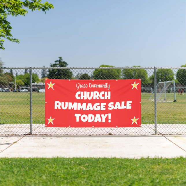 Vente de charité de l'église ! Bannière rouge pers (Insitu)