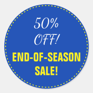 "VENTE DE FIN DE SAISON !" "50% DE BAS !" sticker