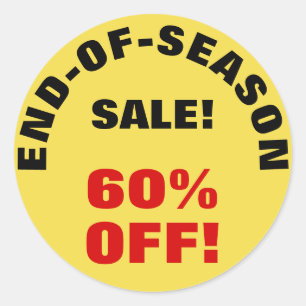 "VENTE DE FIN DE SAISON !" "60% DE BON !" sticker