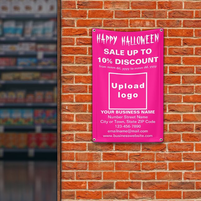 Vente de Halloween d'affaires sur une bannière ros (Attract more customers this holiday. Business Halloween sale on pink banner.)