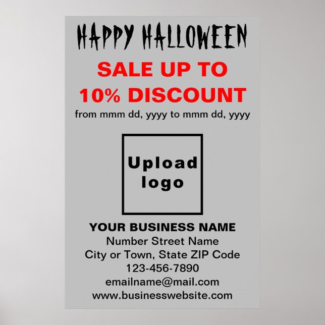 Vente d'Halloween d'affaires sur affiche grise (Devant)