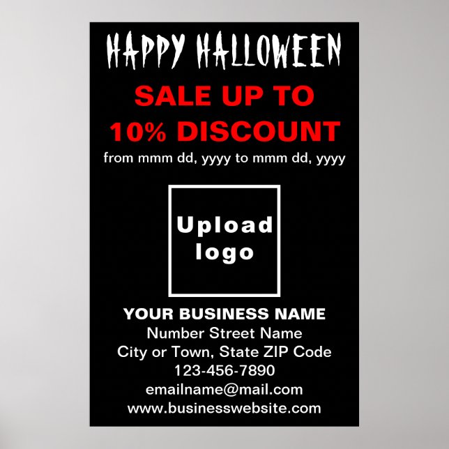 Vente d'Halloween d'affaires sur affiche noire (Devant)
