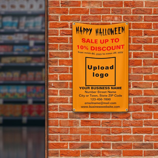 Vente d'Halloween d'affaires sur bannière orange (Attract more customers this holiday. Business Halloween sale on orange color banner.)