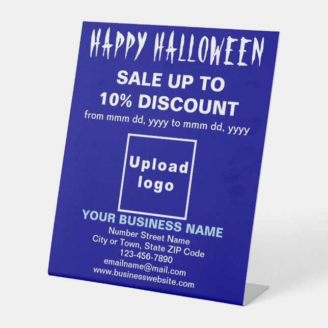 Vente d'Halloween d'affaires sur panneau bleu (Recto)