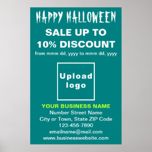 Vente d'Halloween d'affaires sur une affiche verte
