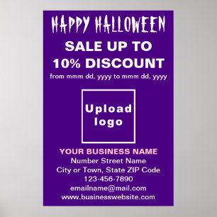 Vente d'Halloween d'affaires sur une affiche viole