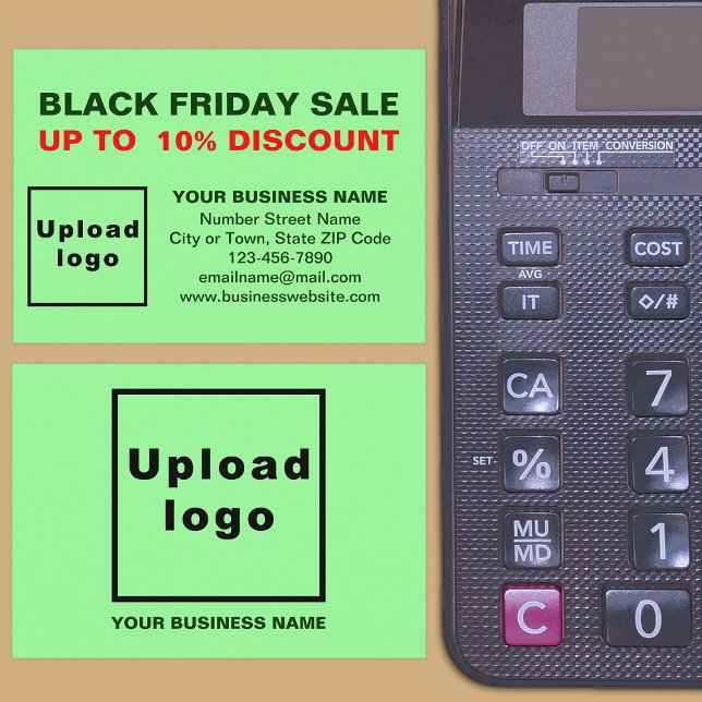 Vente du vendredi noir sur carte à encart vert cla (Front and back of the enclosure card)