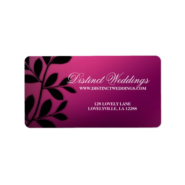 VENTE ! Élégant mariage Étiquette Feuilles rose vi (Devant)