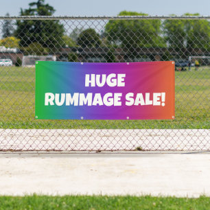Vente énorme de rummage bannière arc-en-ciel