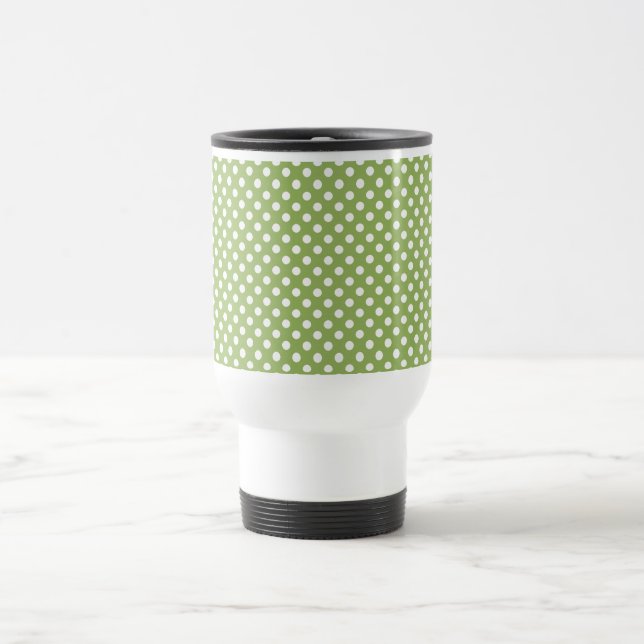 VENTE - tasse verte de voyage de point de polka de (Centre)