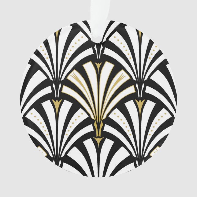 Ventilateur Art déco motif - blanc et noir (devant)