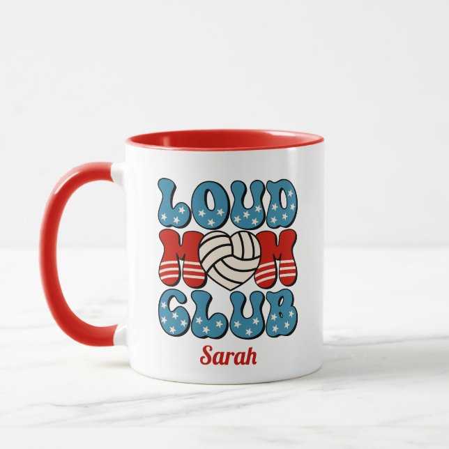Ventilateur Loud Maman Club Volleyball Coeur Mug (Gauche)