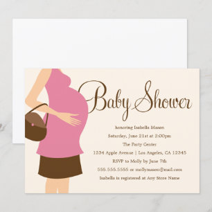 Ventre enceinte - rose  Invitation Baby shower