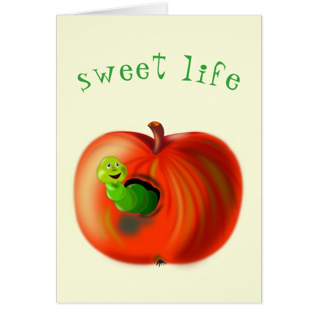 Ver Card Happy Worm In Red Apple Sweet Life Fun (Devant)