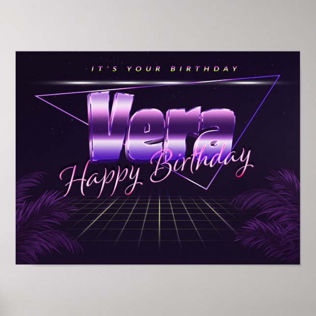 Vera Nom Vorname lila retro Poster Geburtstag (Devant)