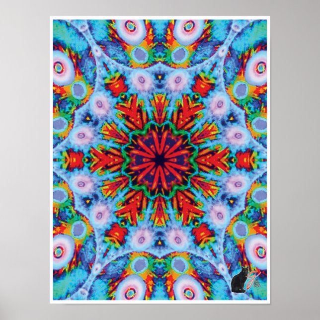 Verdigris Kinetic Collage Kaleidoscope Poster (Devant)