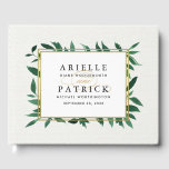 Verdure Aquarelle Botanique Mariage Livre d'or<br><div class="desc">Livre d'or du Mariage botanique de l'aquarelle verte - présente un arrière - plan imprimé de texture papier d'aquarelle blanche avec une aquarelle verte entourant une zone de texte dorée. Chaque feuille présente différentes nuances d'aquarelle verte pour un look unique.</div>