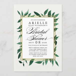 Verdure Aquarelle Bridal Shower Invitations