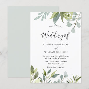 Verdure Aquarelle Feuille Faire-part de mariage