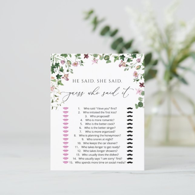 Verdure aquarelle Il a dit, Elle a dit Jeu de douc (Debout devant)