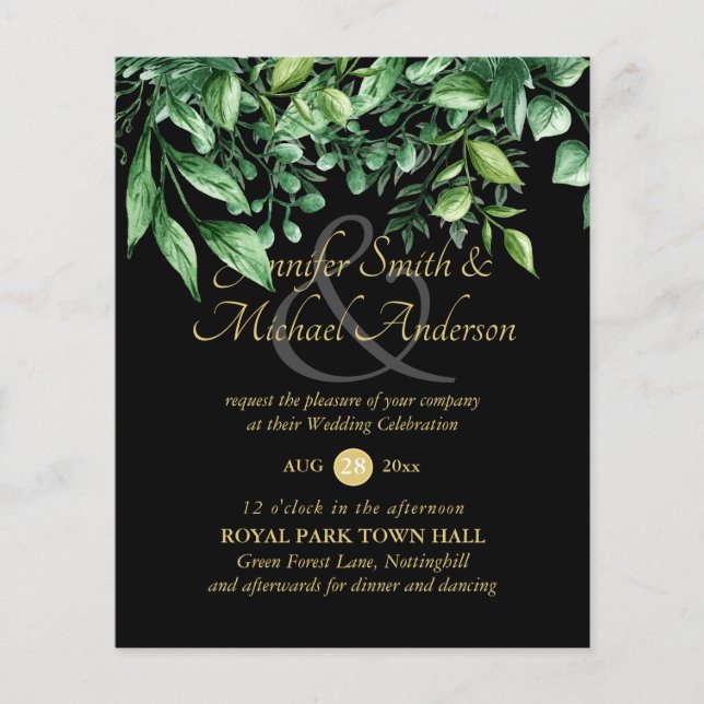 Verdure botanique Budget Faire-part de mariage ver (Devant)