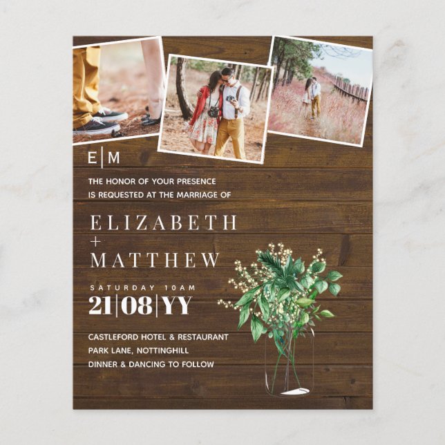 Verdure botanique Budget Faire-part de mariage ver (Devant)
