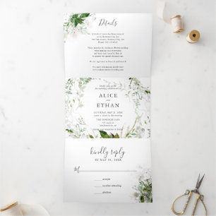 Verdure botanique Mariage élégant Tri-Fold Invita