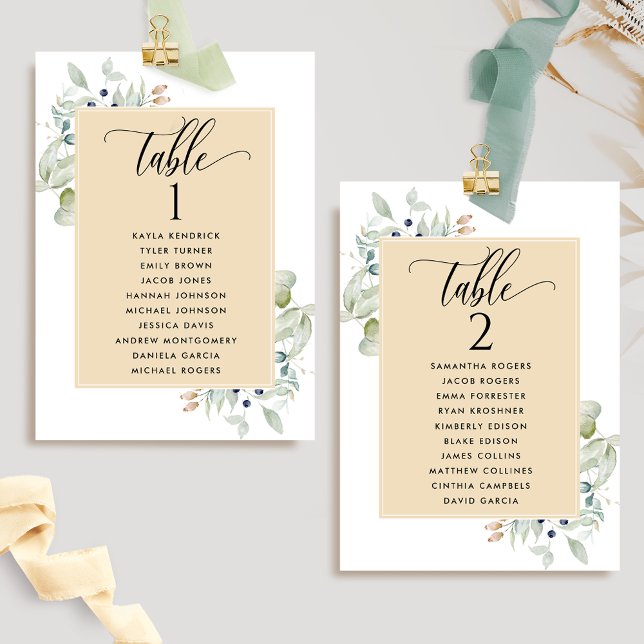 Verdure, Cartes de plan de table avec noms des inv (Créateur téléchargé)