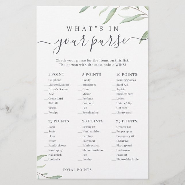 Verdure ce qu'il y a dans votre sac de douche nupt (Devant)