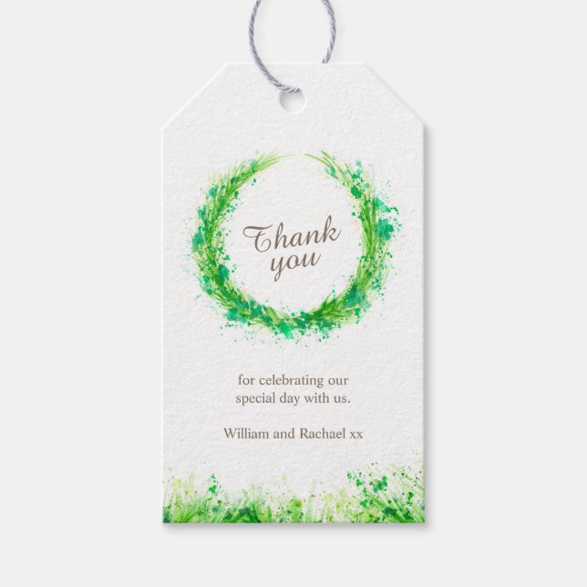 Verdure couronne aquarelle art merci étiquettes ca (Devant)