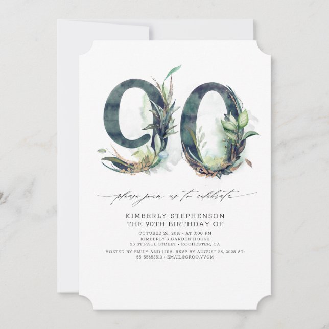 Verdure et or 90e anniversaire Invitation CR (Devant)