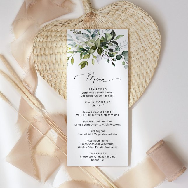 Verdure, Eucalyptus Feuille, Boho, Menu Mariage (Créateur téléchargé)