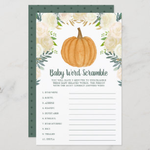 Verdure Floral Citrouille Automne Word Scramble Je