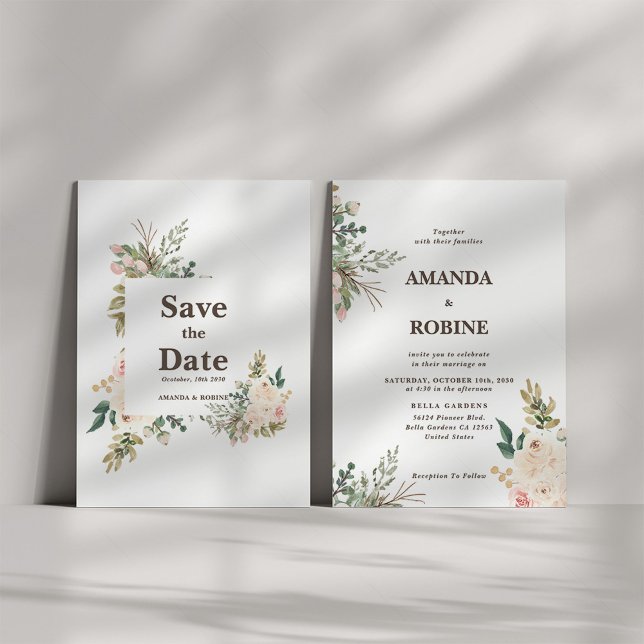 Verdure Floral Elégant Mariage Invitation (Créateur téléchargé)