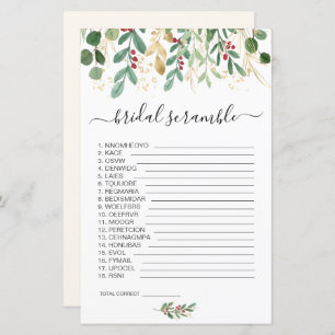 Verdure Foliage Word Scramble Fête des mariées Jeu