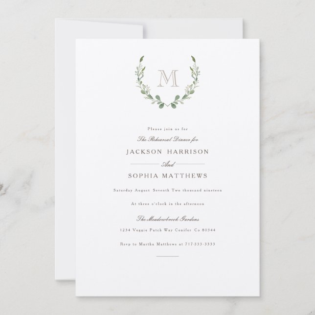 Verdure formelle et rustique | Invitation de maria (Devant)