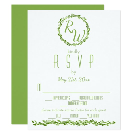 Verdure l'épousant sylvatique RSVP de vigne de Carton D'invitation 10,79 Cm X 13,97 Cm