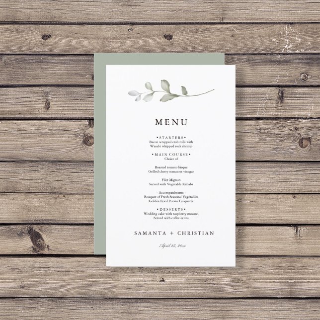 Verdure minimaliste | Menu Mariage botanique (Créateur téléchargé)