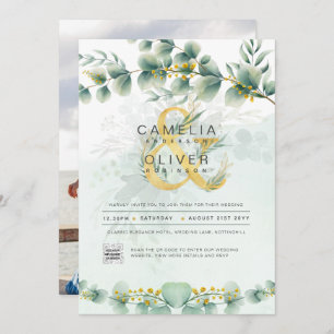 Verdure moderne Faire-part de mariage botanique or