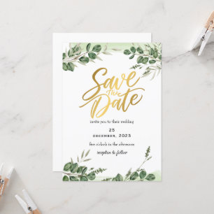 Verdure Romantique Sauvez La Date Invitation