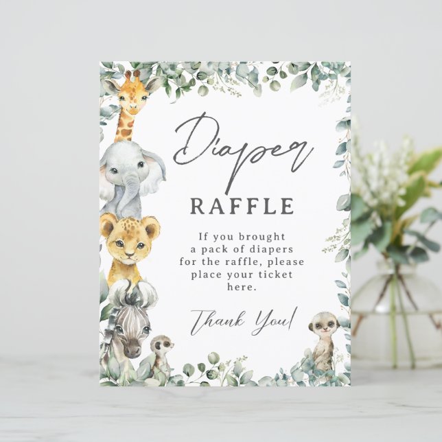 Verdure rustique Jungle Animaux Baby Diaper Raffle (Debout devant)