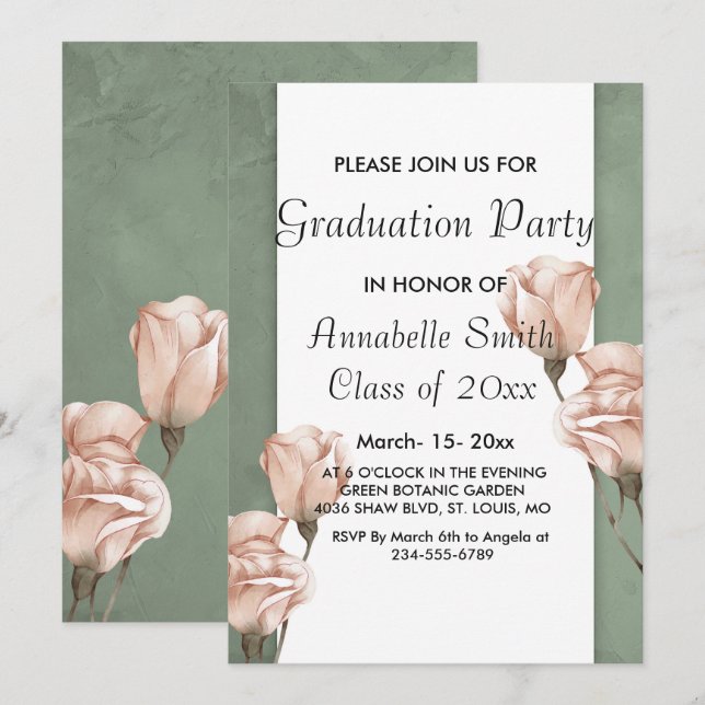 verdure tendance Graduation Invitation (Devant / Derrière)