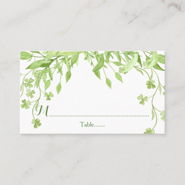Verdure Verre Floral Mariage Cartes de Place (Devant)