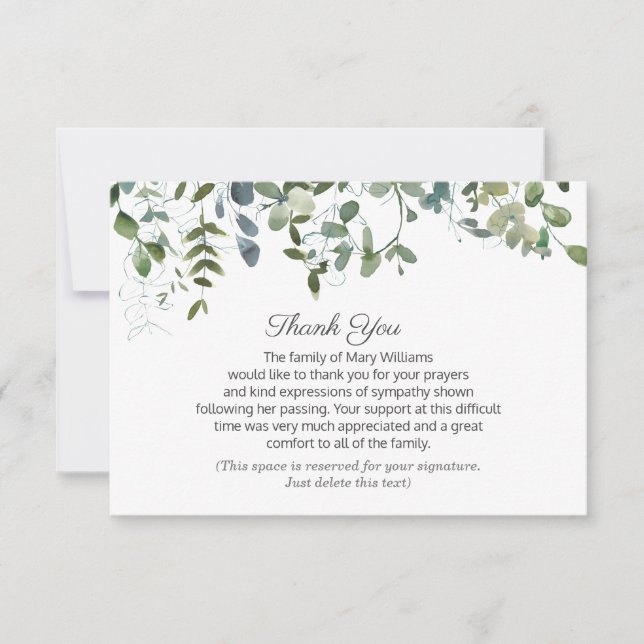 Verdure Votre Merci funéraire Signature (Devant)