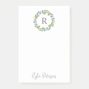 Verdure Wreath personnalisé Monogramme post-it Not