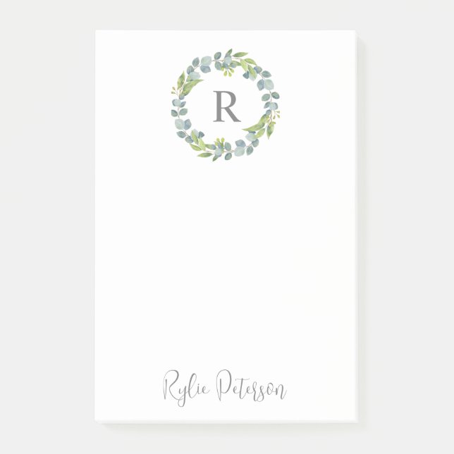 Verdure Wreath personnalisé Monogramme post-it Not (Devant)